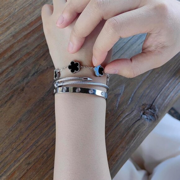 New Silver 3pcs Bangle Jewelry Set - Picture 7 of 7